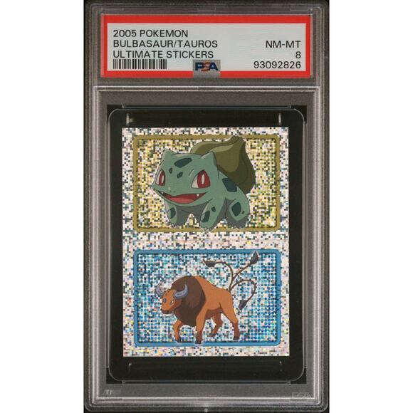 POP 1 Merlin 2005 Pokemon Ultimate Stickers Series 7 Bulbasaur Tauros PSA 8 Holo - Picture 1 of 4